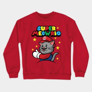 Halloween cat costume super meowrio Crewneck Sweatshirt